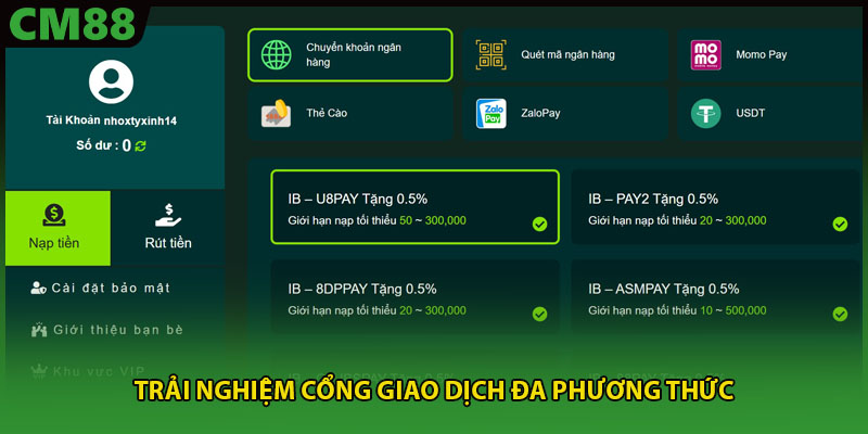 Trải nghiệm cổng giao dịch đa phương thức